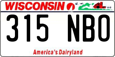 WI license plate 315NBO