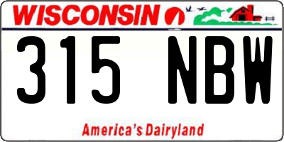 WI license plate 315NBW