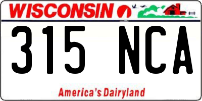 WI license plate 315NCA