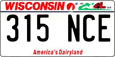 WI license plate 315NCE