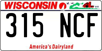 WI license plate 315NCF