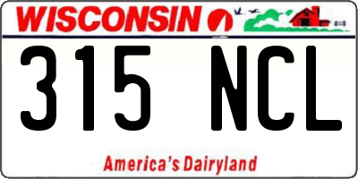 WI license plate 315NCL