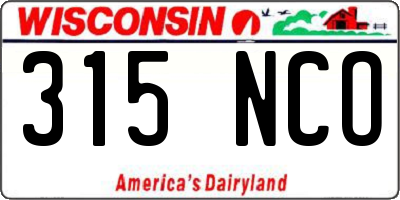 WI license plate 315NCO