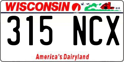 WI license plate 315NCX