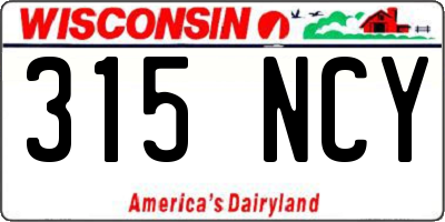 WI license plate 315NCY