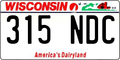 WI license plate 315NDC