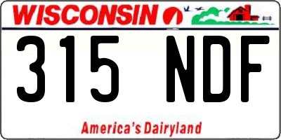 WI license plate 315NDF
