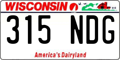 WI license plate 315NDG