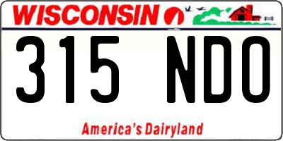 WI license plate 315NDO