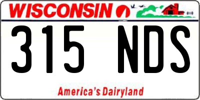 WI license plate 315NDS
