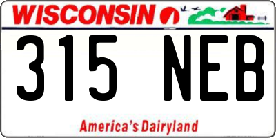 WI license plate 315NEB