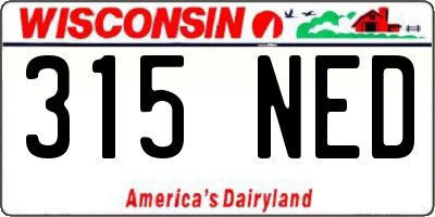 WI license plate 315NED