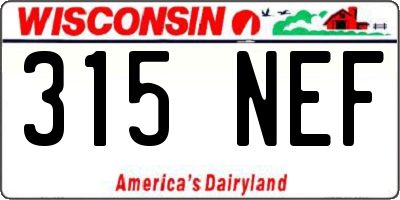 WI license plate 315NEF