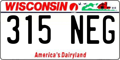 WI license plate 315NEG