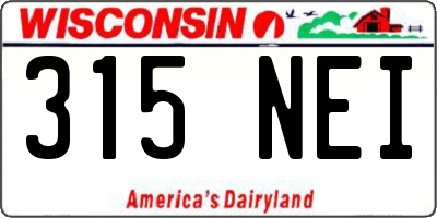 WI license plate 315NEI