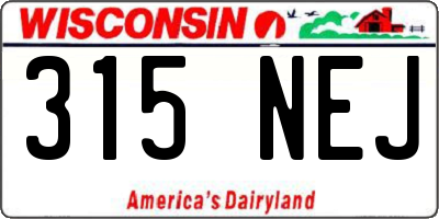 WI license plate 315NEJ
