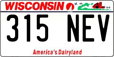 WI license plate 315NEV