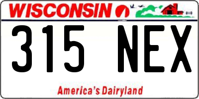 WI license plate 315NEX