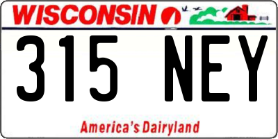 WI license plate 315NEY