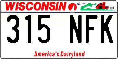 WI license plate 315NFK