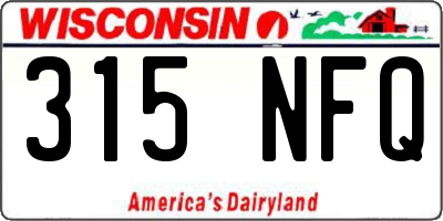 WI license plate 315NFQ