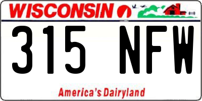 WI license plate 315NFW