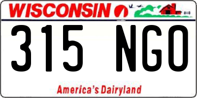 WI license plate 315NGO