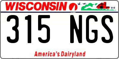 WI license plate 315NGS