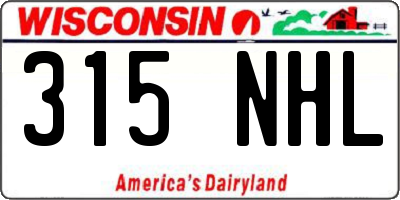 WI license plate 315NHL