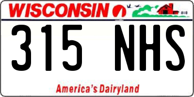 WI license plate 315NHS