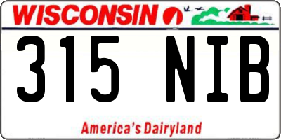 WI license plate 315NIB