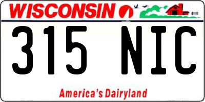 WI license plate 315NIC