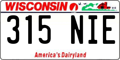 WI license plate 315NIE