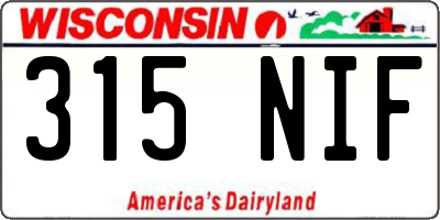 WI license plate 315NIF