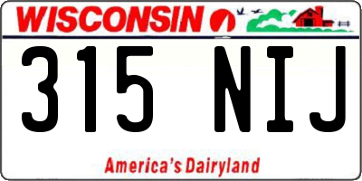WI license plate 315NIJ