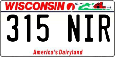 WI license plate 315NIR