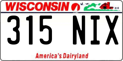 WI license plate 315NIX
