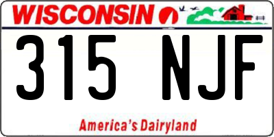 WI license plate 315NJF