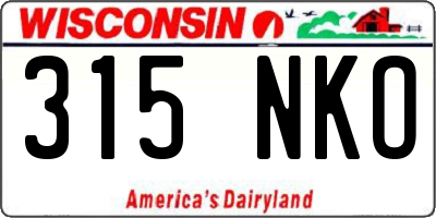 WI license plate 315NKO
