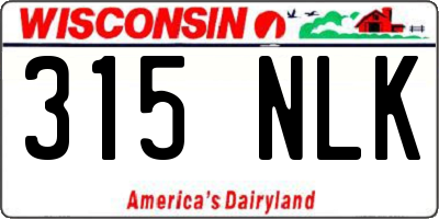 WI license plate 315NLK