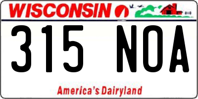 WI license plate 315NOA