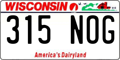WI license plate 315NOG