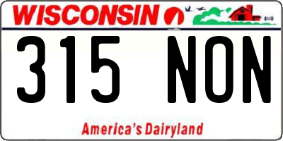 WI license plate 315NON