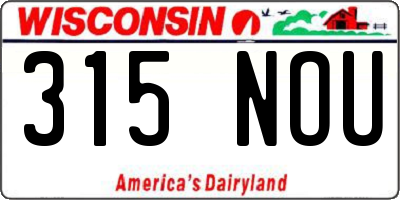 WI license plate 315NOU