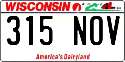 WI license plate 315NOV