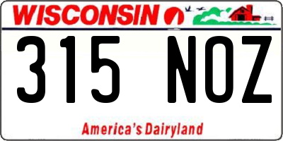 WI license plate 315NOZ