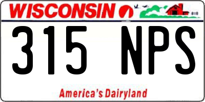 WI license plate 315NPS