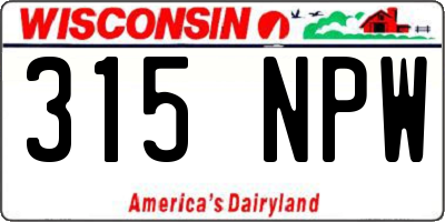 WI license plate 315NPW