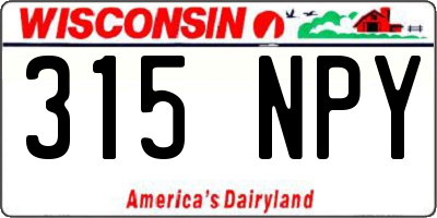 WI license plate 315NPY
