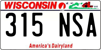 WI license plate 315NSA